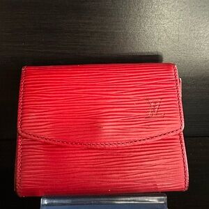 Louis Vuitton Red Epi Card Case  and Coins Snap Pouch